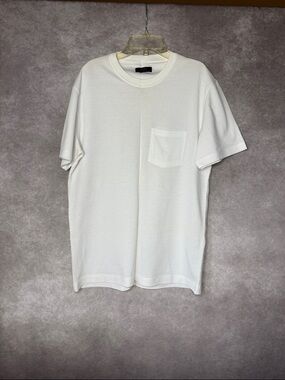 Zara White Textured Short-Sleeve Pocket Tee